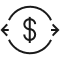 Icon of dollar sign with arrows on either side
